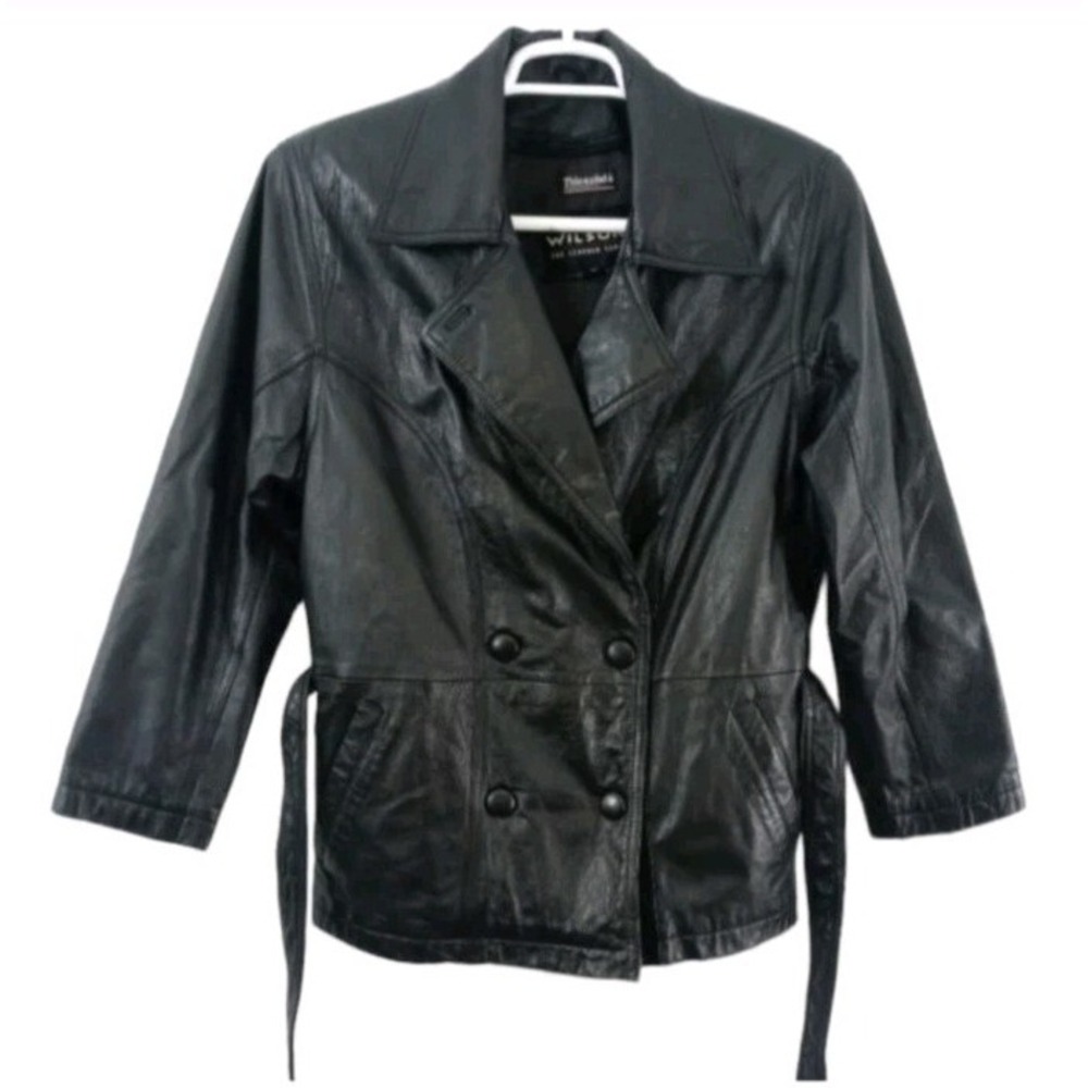 Wilsons Leather‎ M Double-Breasted Belted Insulated Jacket Coat Snap Buttons